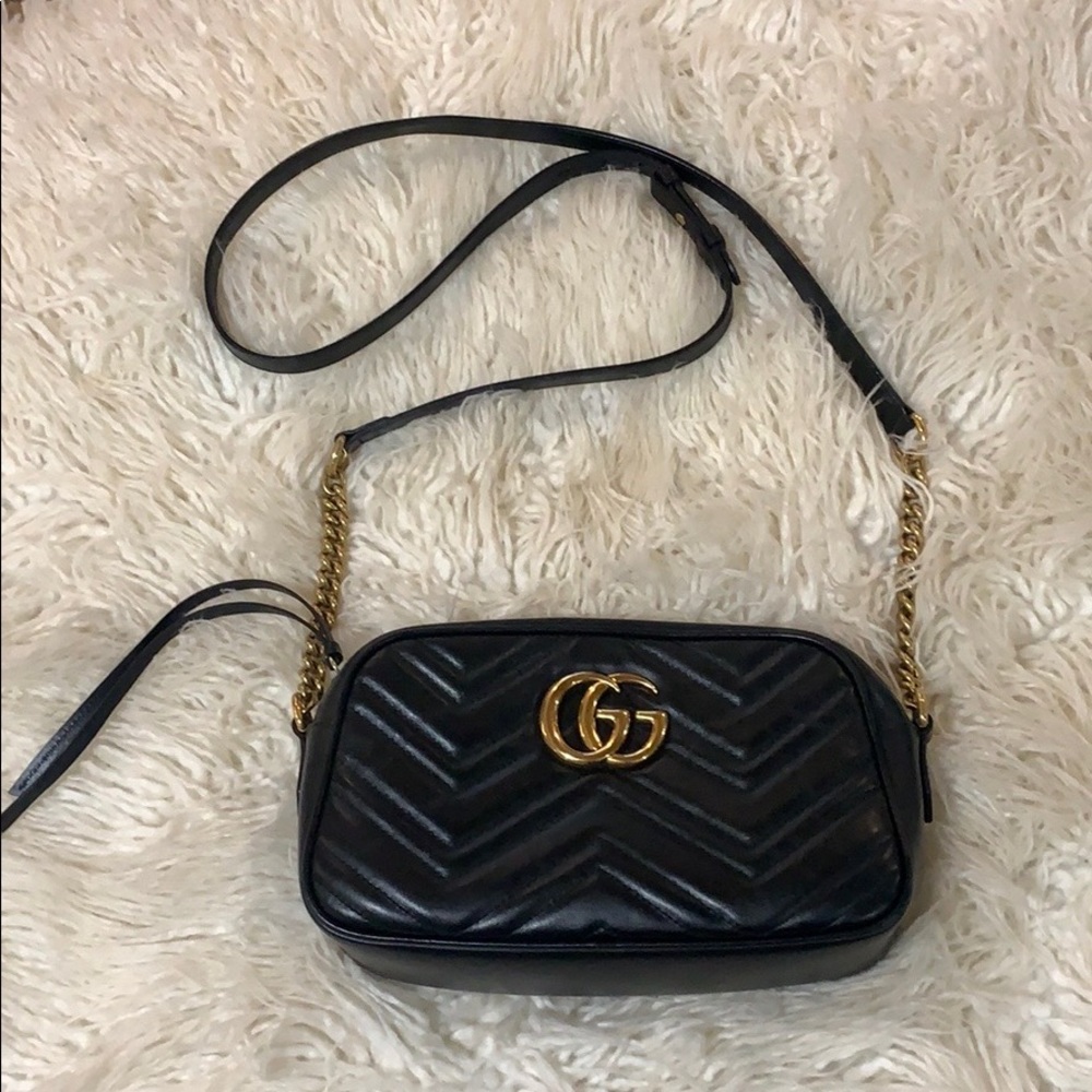 Gucci crossbody black with gold hardware